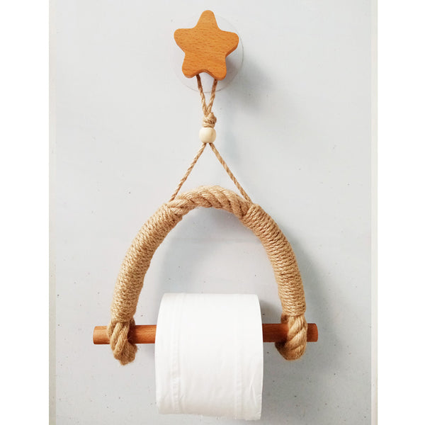 Hand-woven paper roll holder toilet punch-free toilet tissue box paper towel holder toilet paper holder toilet paper twine