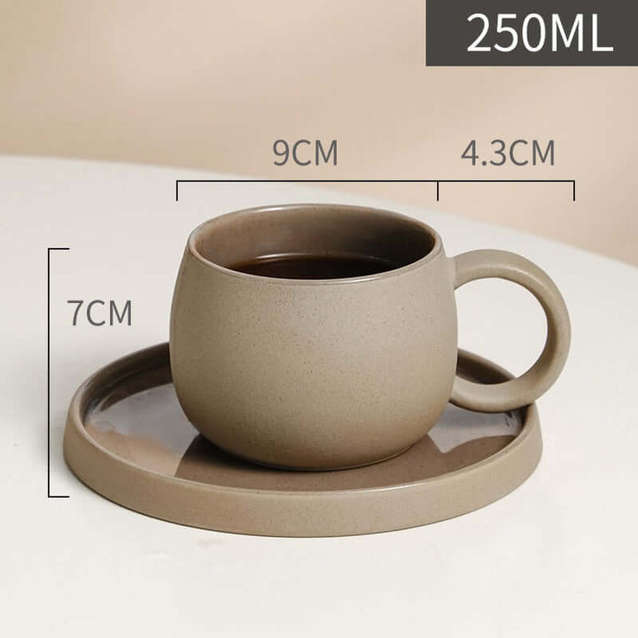ZenCrafter Coffee Mug Set - ceramic mug and saucer with dimensions 9cm x 7cm x 4.3cm holding 250ml of coffee