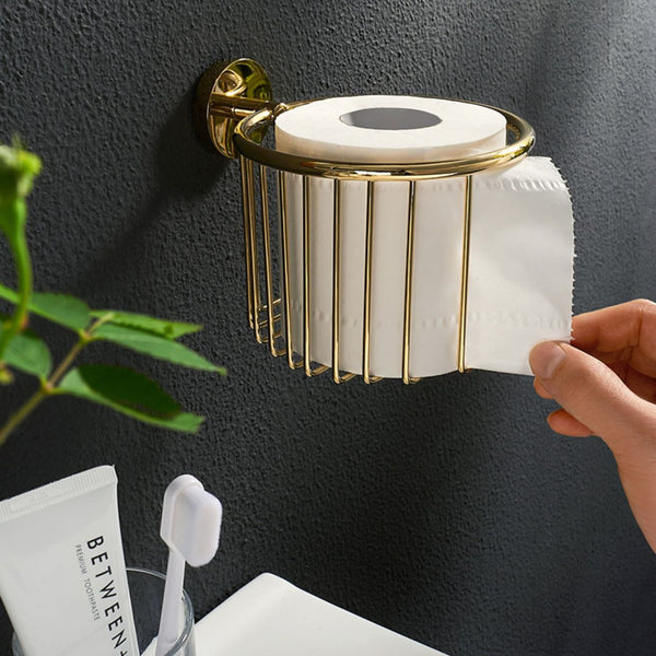 All Copper Paper Basket Roll Holder Toilet Tissue Box